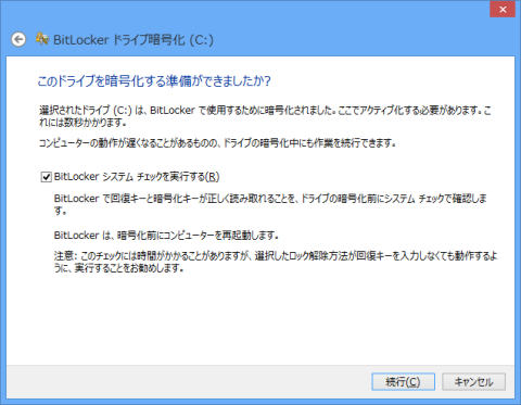 システムチェックの実行を行うかをここで指定