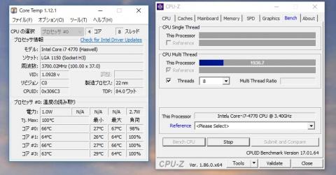 左CPU温度，右CPU負荷