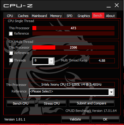 CPU-Z Bebch CPU Scoe