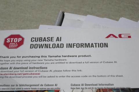 CUBASE AIダウンロードライセンスカード