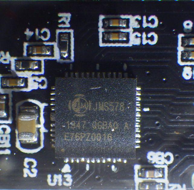 USB 3.1 Gen1 to SATA 6Gb/s bridge controllerはJMicronのJMS578