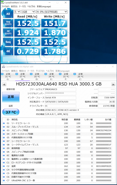 Hitachi HDS723030ALA640 RSD HUA (HHD 3TB 使用率0%)