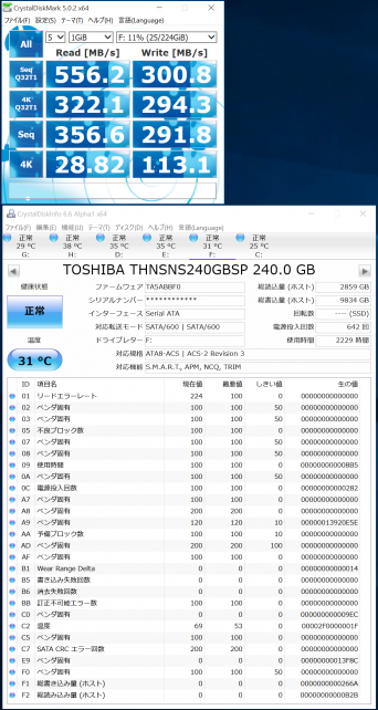 TOSHIBA THNSNS240GBSP (SSD 240GB 使用率11%)