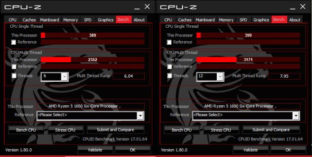 CPU-Z 1600 6C6T&6C12T Bench