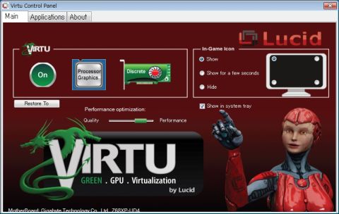 Virtu 「ON」のため「Processor Graphics」も「Discrete」もオン