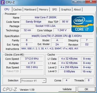 CPU-Z CPU 2600K