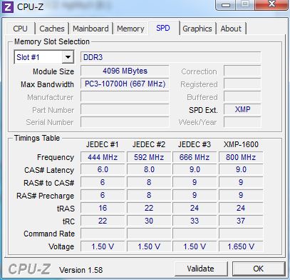 UMAXメモリの諸元(CPU-Z)