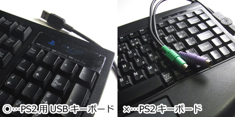 PS2キーボードは使えないけどPS2用USBキーボードは使えるよ