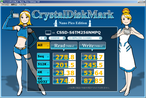 Crystal Disk Mark CSSD-S6TM256NMPQ