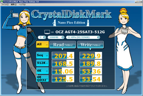 Crystal Disk Mark OCZ Agility4 AGT4-25SAT3-512G