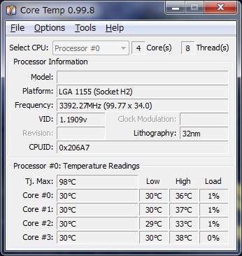 CPUアイドル時温度