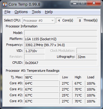 CPU高負荷時温度