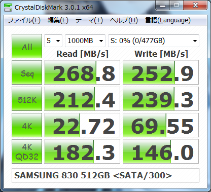 SAMSUNG SSD 830 512GB SATA/300