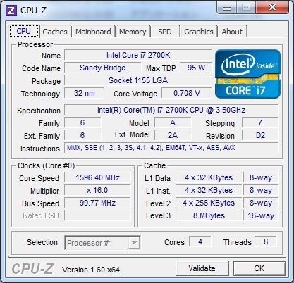 CPU-Zの表示