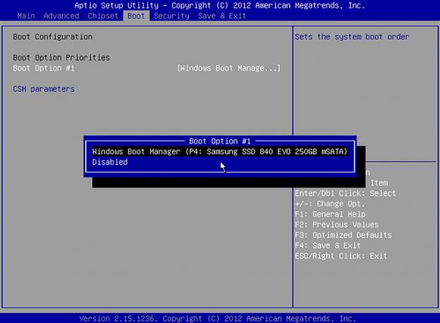Boot Configuration画面