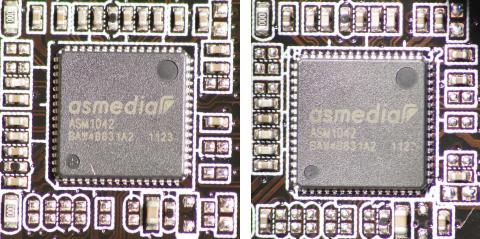 DIMM脇とPCI Express脇にASM1042が2つ搭載されるため4ポートのUSB3.0が利用可能だ