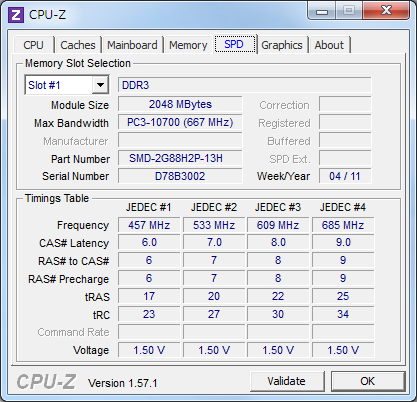 CPU-Z：memory SPD