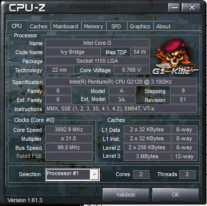 CPU-ZのNameは何故かCorei3