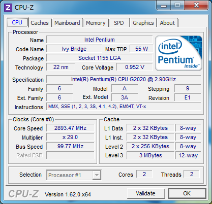 CPU-Z（定格時）