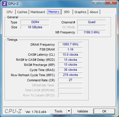 CPU-Z「メモリ」