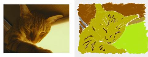 図1：原本（左）と水彩画風（右）