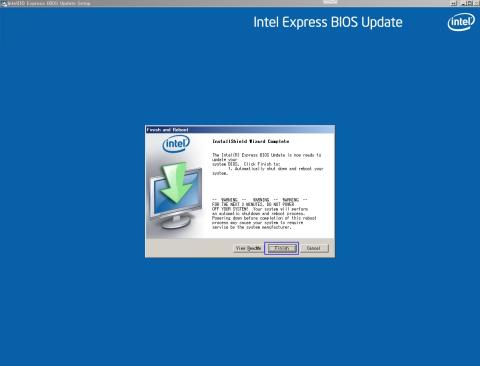 6.Finishを押すと自動で再起動されBIOSの更新が始まります。(Finish)
