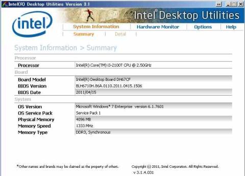 起動してみます。System Inormation の Summary です。システムの概要が表示されます。