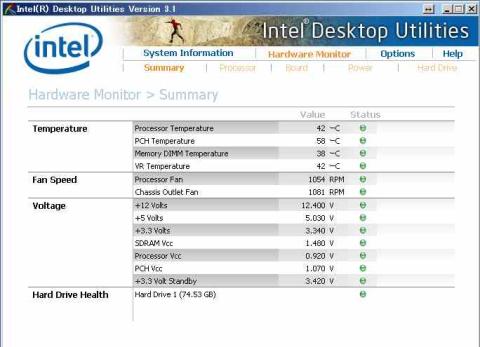 HardWare Monitorです。電圧や温度、ファン回転数などの情報が見れます。