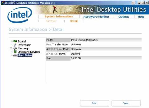System Inormation の Detail の Hard Drive です。搭載されているHDDやSSDの情報が表示されます。