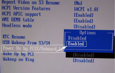 BIOSでWOLの設定をする