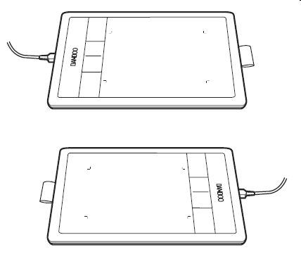 上が右利き用置き方、下が左利き用置き方