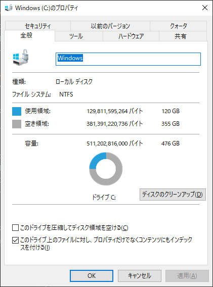 Windows 10化前は120GBを使っていたが...