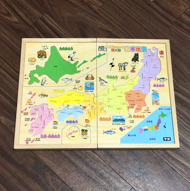 二歳には少し難しい 木製 パズル日本地図