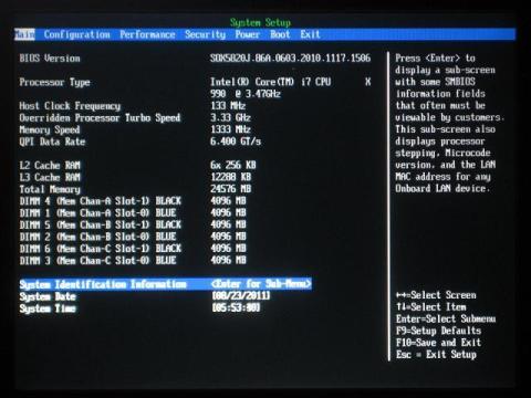 BIOS画面、異常なし