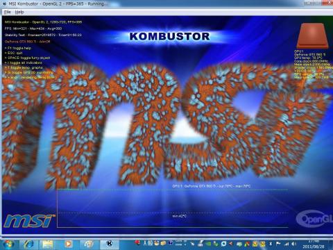 安定性テスト中のGPU温度とHDD温度(タスクバー)