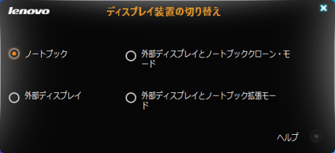 内蔵ディスプレイに切り替え