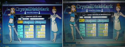 HDDとSSDを比較してみる。(左:HDD、右:SSD)