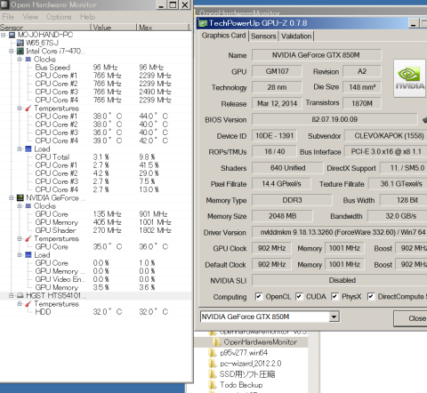 GPU-ZでNVIDIA GeForce GTX 850M