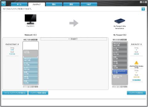バックアップ画面