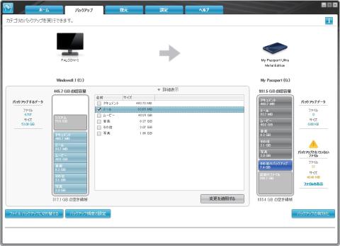 バックアップの選択
