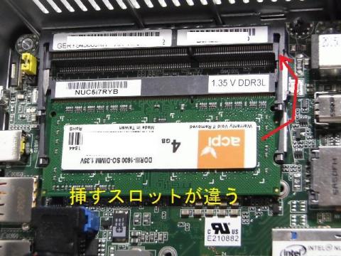 メモリスロット間違い