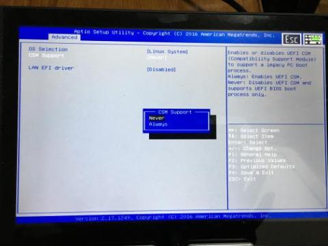 CSMも無効に設定する