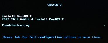 CentOS本来のメニュー。これはレガシーブート時