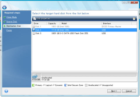 コピー先の選択