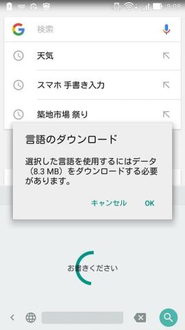 初めて使用する場合に言語のダウンロードが必要だ