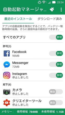 Facebook などは起動する設定がされるようだ