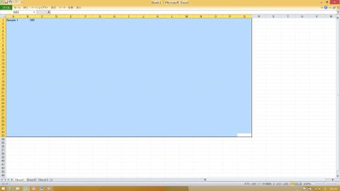Excel表示青いエリアは11インチMacBook AirでExcelを100表示した場合