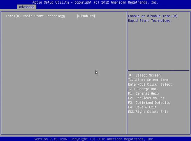 Intel Rapid Start Technology画面