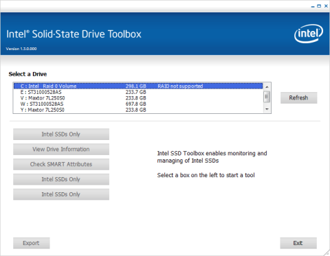 SSD ToolboxでもRAIDドライブはサポートされない