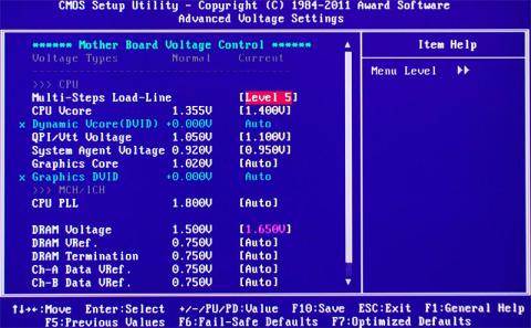 4.8GHz時のBIOS設定その1